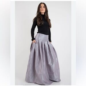 FLO ATELIER Formal NWT Purple Taffeta Maxi Long Skirt S High/Low Waist Pockets